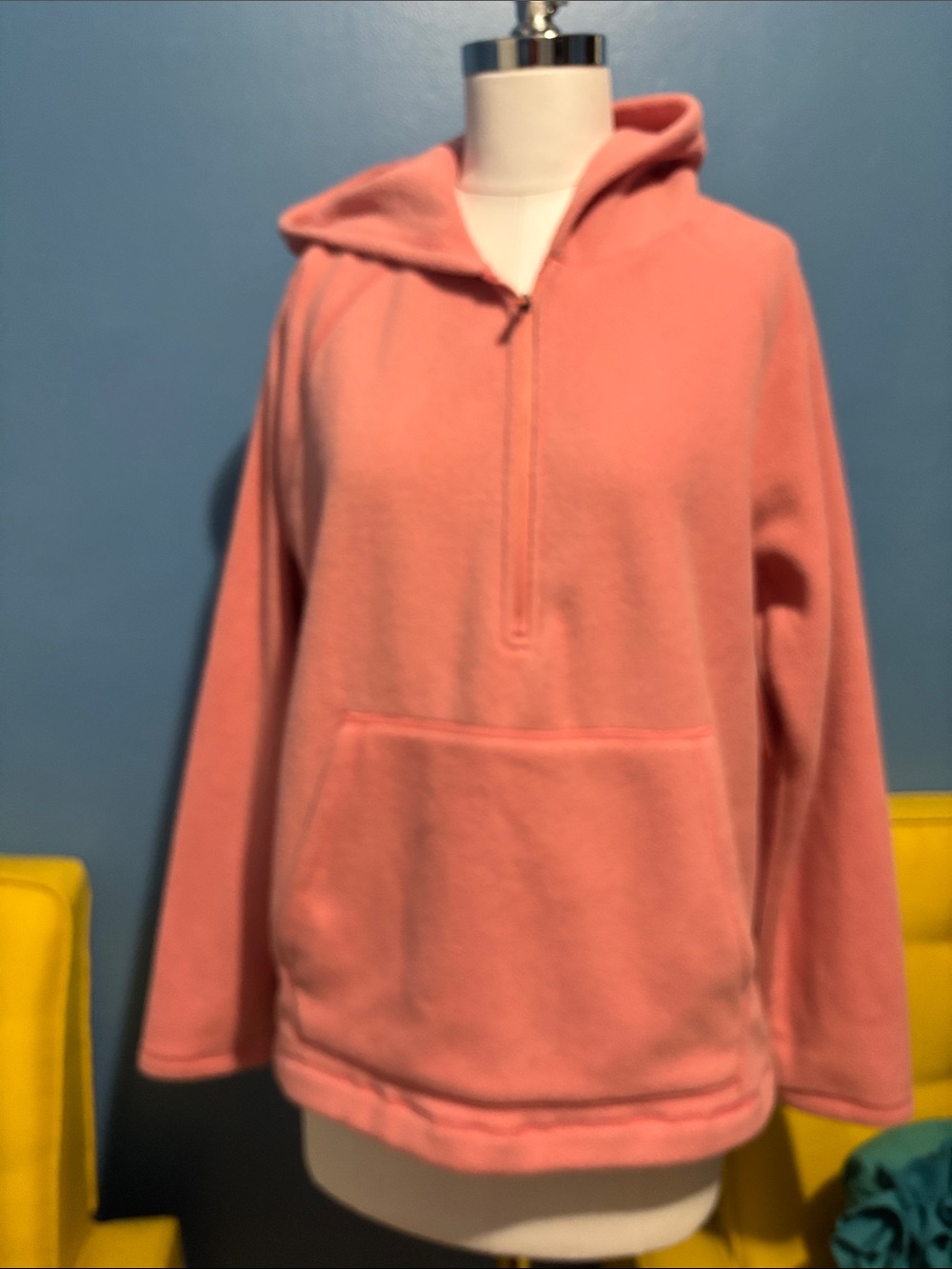Bass Coral Pink Half-Zip Hoodie Sweater